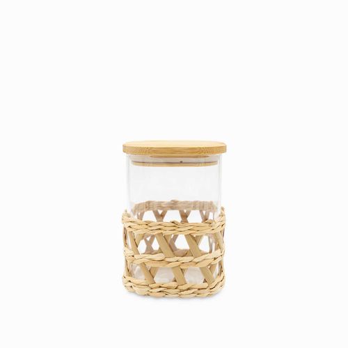 Recipiente cuadrado con tejido natural 15cm