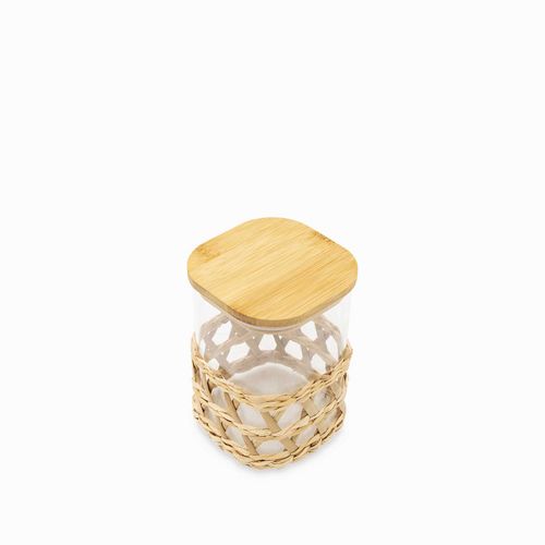 Recipiente cuadrado con tejido natural 15cm