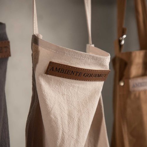 Delantal ajustable beige en algodon