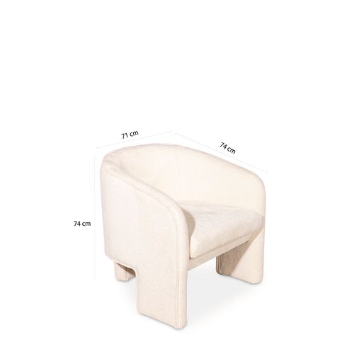 Poltrona Trípode beige peluda 74x74x71cm