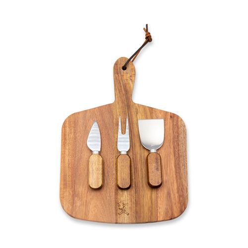 Set tabla acacia 32.1X23.5 cm y cuchillos para el queso