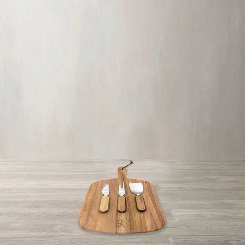 Set tabla acacia 32.1X23.5 cm y cuchillos para el queso