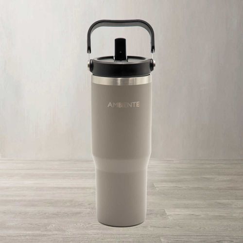 Termo con pitillo y manija gris 890 ml