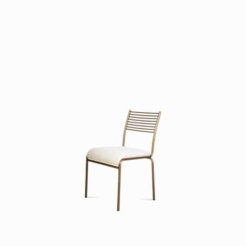 Silla Líneas Doradas en lino beige