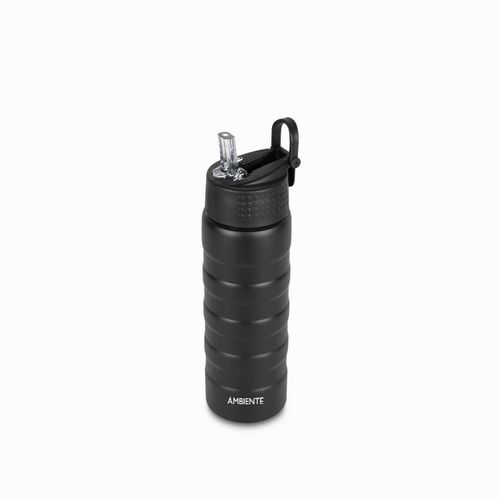 Termo doble pared con pitillo negro mate