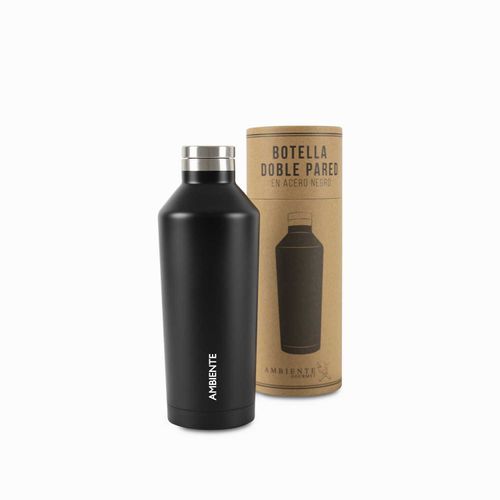 Botella doble pared en acero negro