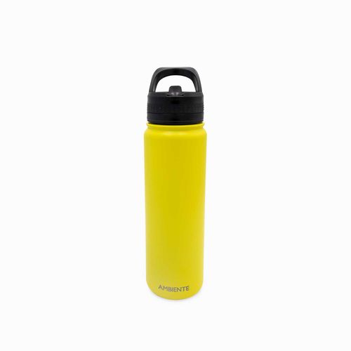 Termo doble pared amarillo con pitillo 750ml