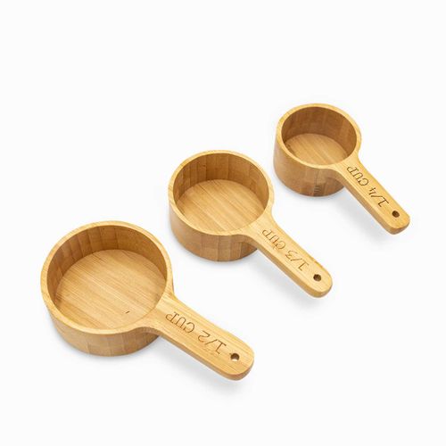 Tazas medidoras en bambú x3