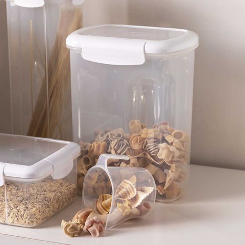 Recipiente hermético blanco 3200 ml con taza medidora