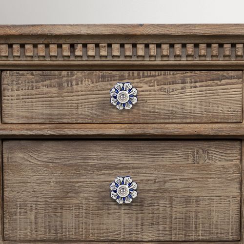 Pomo Flor borde negro set x 2