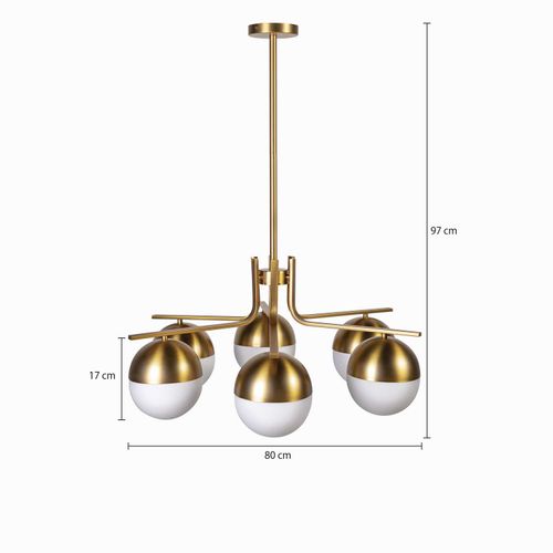 Lámpara Estrella 6 globos Brass