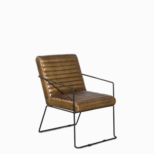 Silla lineas hierro y cuero 80x54x72 cm