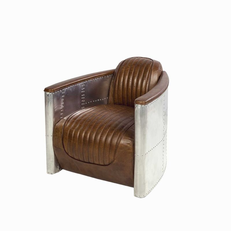 Silla-Cuero-metal-Vintage-miel
