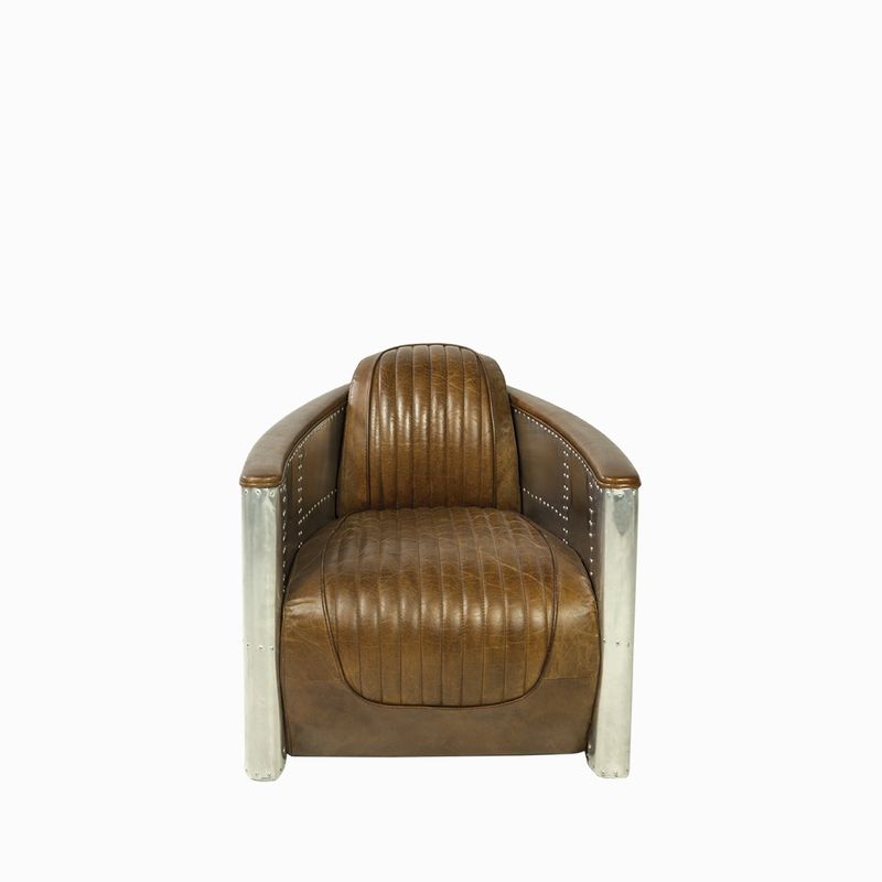 Silla-Cuero-metal-Vintage-miel