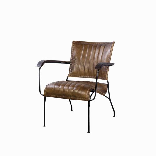 Silla Rayas en hierro y cuero