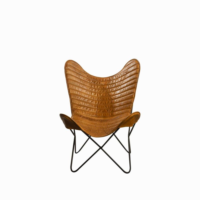 Silla-Mariposa--en-hierro-y-cuero-cafe