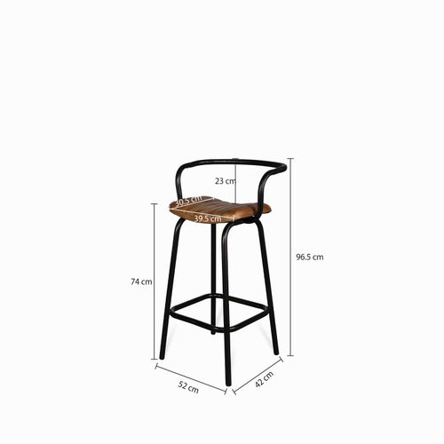 Silla para bar con espalda en hierro y cuero