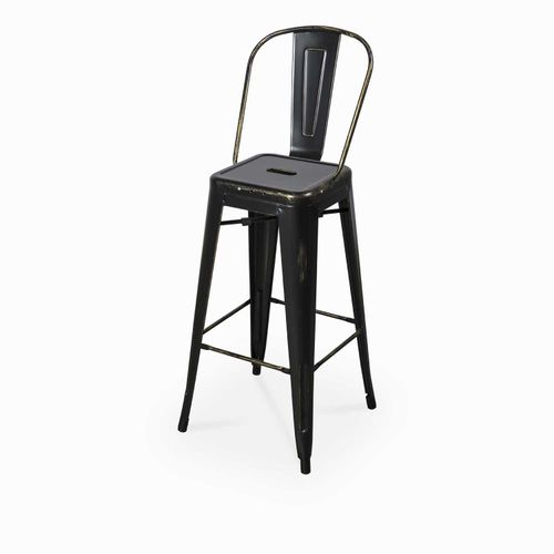 Silla bar industrial negra