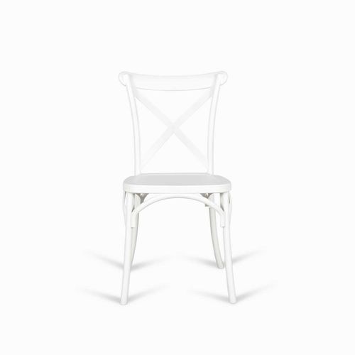 Silla X blanca en plástico apilable