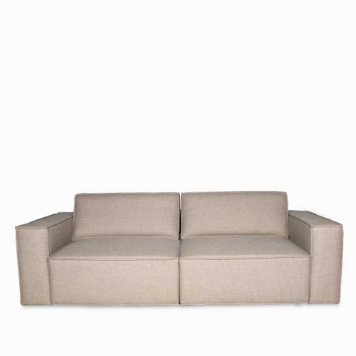 Sofá recto reclinable eléctrico 3 puestos beige 79x237-109x159