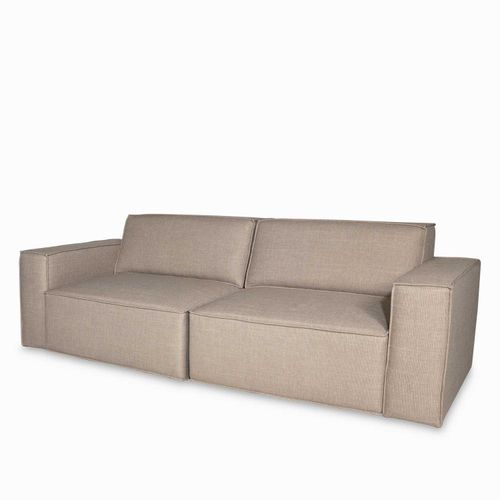 Sofá recto reclinable eléctrico 3 puestos beige 79x237-109x159