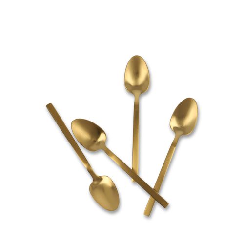 Cucharas postre dorado mate set x 4