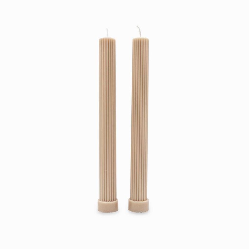 Velas-Acanalada-beige-27cm-set-x2