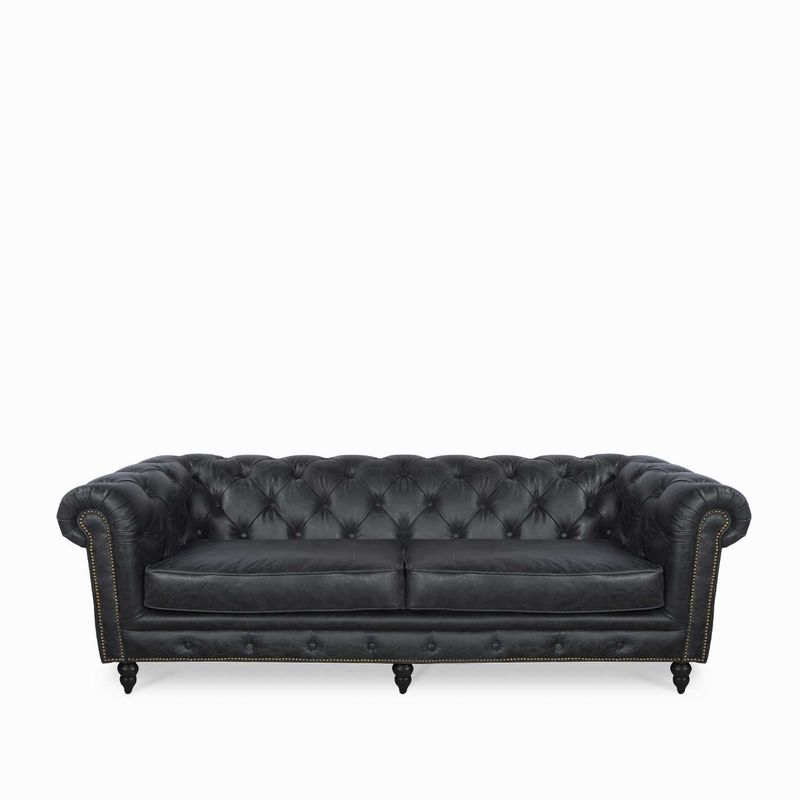 Sofa-Cuero-3-puestos-capitoneado-negro