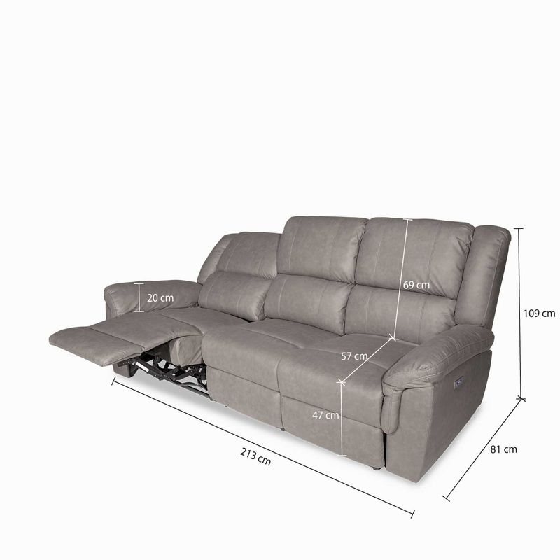 Reclinable-electrico-Axel-3-puestos-gris