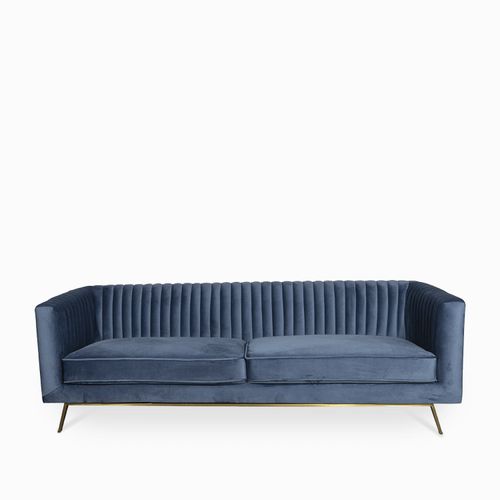 Sofá Rayas Velvet Azul 3 puestos