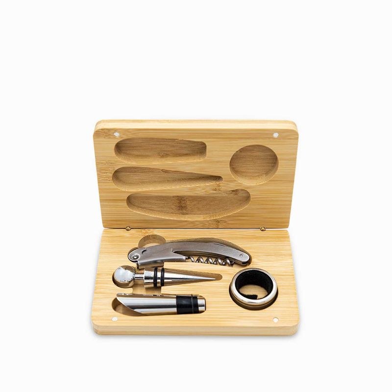 Kit-vino-caja-bambu-set-x4