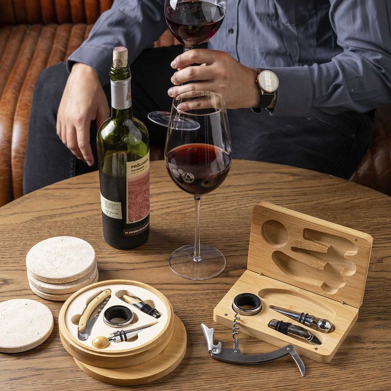 Kit-vino-caja-bambu-set-x4