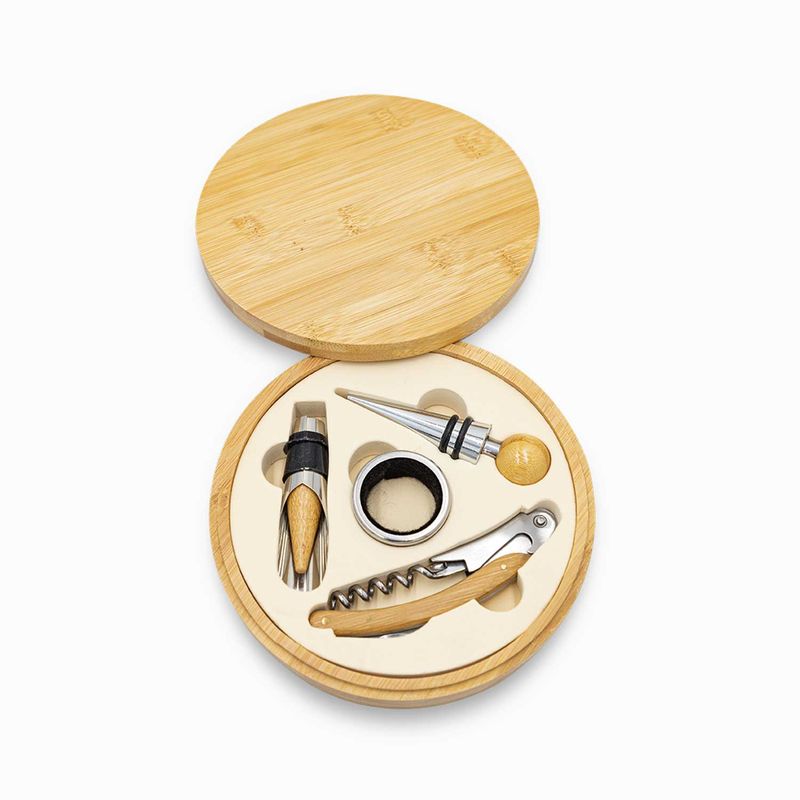 Kit-vino-caja-bambu-redonda-set-x4