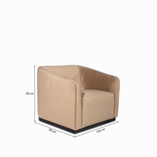 Poltrona Cubo Velvet Taupe
