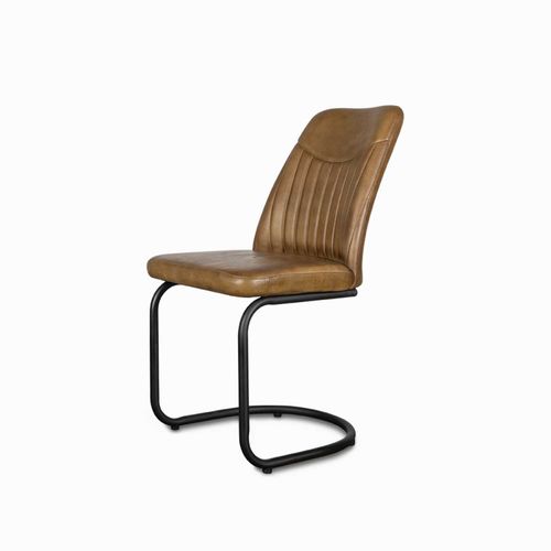 Silla en cuero para comedor con  espaldar Rayas