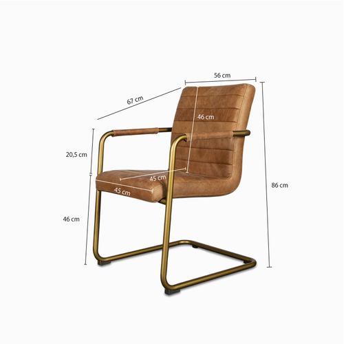 Silla Cuero brazos metal Cognac