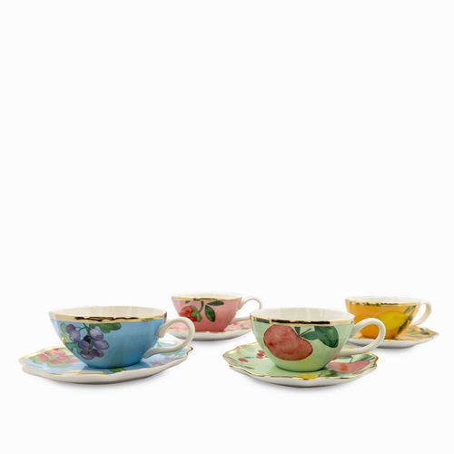 Pocillo y plato Frutal 200ml setx4