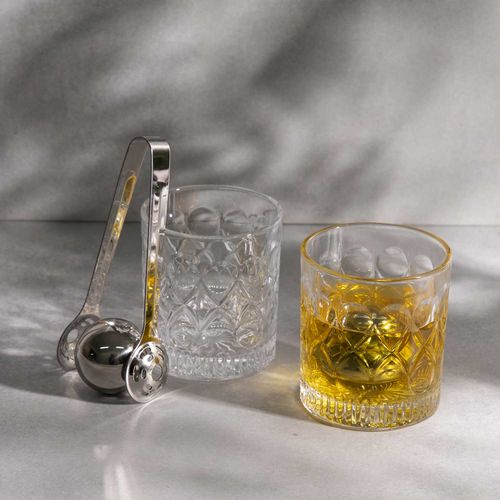 Set esferas de hielo en acero y pinza