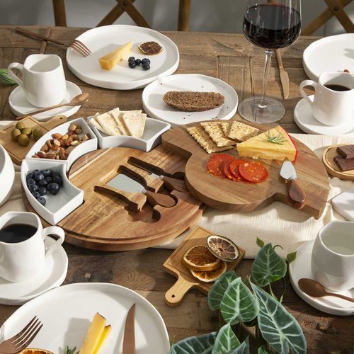 Set para quesos acacia con recipientes de cerámica