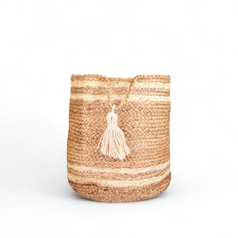 Canasto-yute-lineas-blancas-40cm