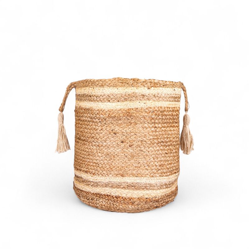 Canasto-yute-lineas-blancas-40cm