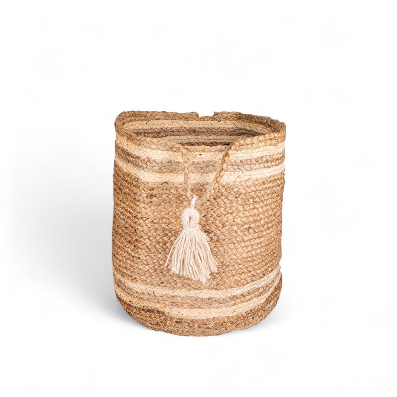 Canasto-yute-lineas-blancas-40cm