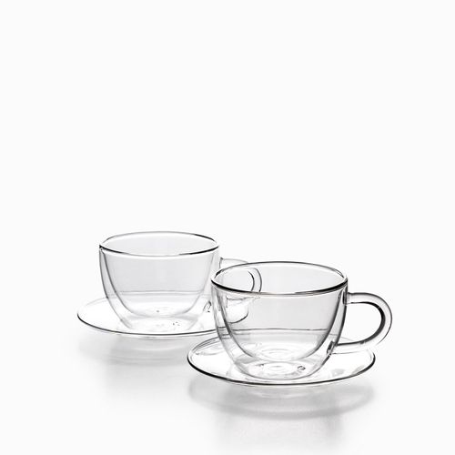 Pocillo y plato doble pared 220ml setx2