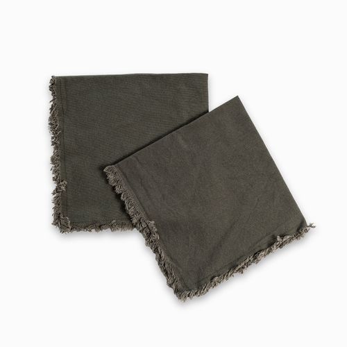 Servilleta de tela flecos verde setx2