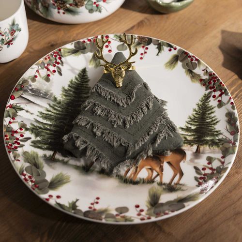 Servilleta de tela flecos verde setx2