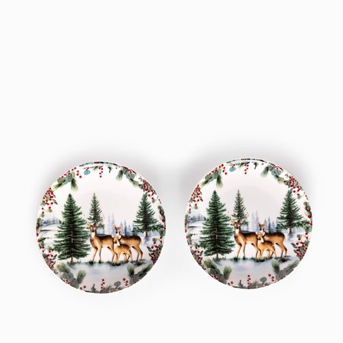 Plato mediano Navidad Silvestre Forest 20cm setx2