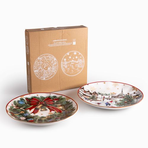 Plato mediano Noche Buena snow crownville 21cm setx2