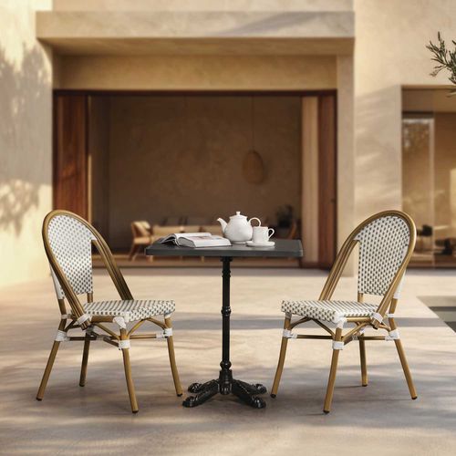 Mesa de comedor gris oscuro pata hierro 72x70x70